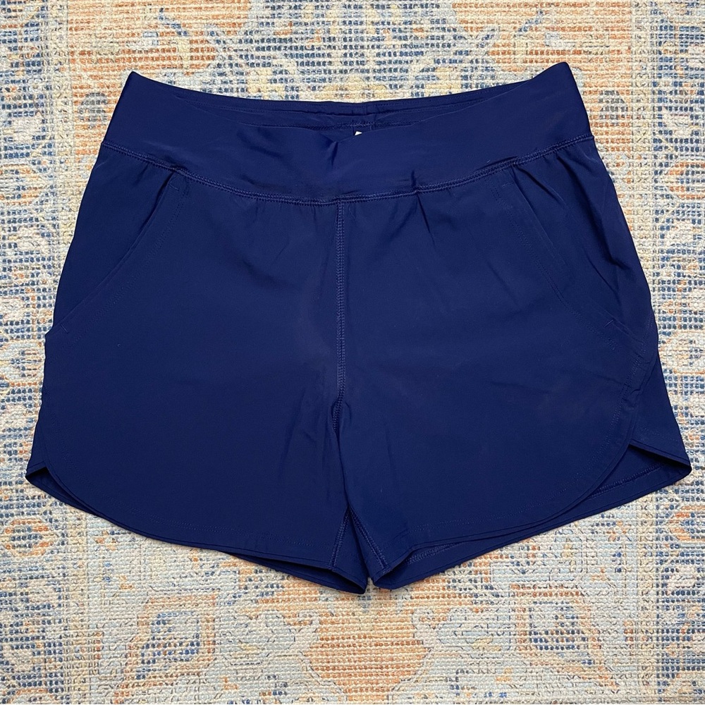 NWOT Lands End Navy Blue High Rise Lined Swim Shorts Size 10 5in Inseam